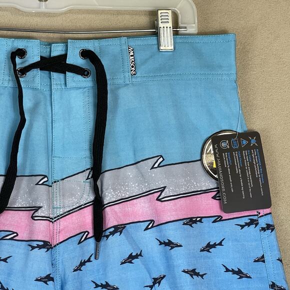 Maui and Sons Board Short Mens 32 Blue 4 Way Stretch Drawstring Waist Linerless - Picture 8 of 13